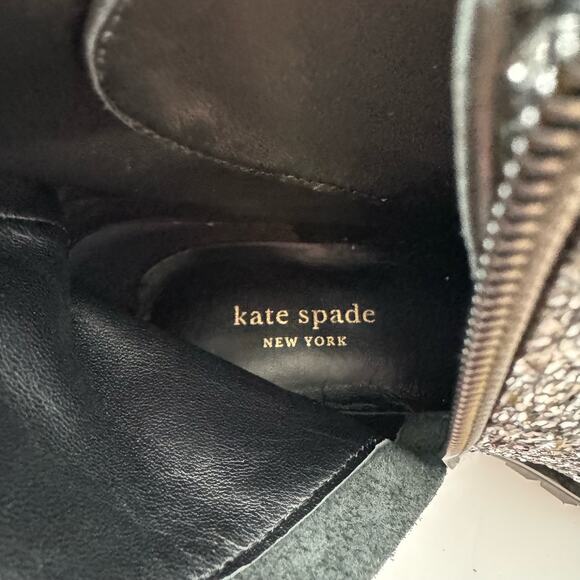 Kate Spade Jemma Silver Glitter Leather Combat Boots Women's 6.5 NEW - Picture 13 of 13